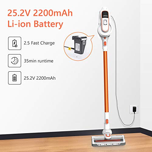 Womow Cordless Vacuum Cleaner, 2 Detachable Batteries 16,000pa Strong