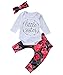Baby Girls Little Sister Bodysuit Tops Floral Pants Bowknot Headband Outfits Set