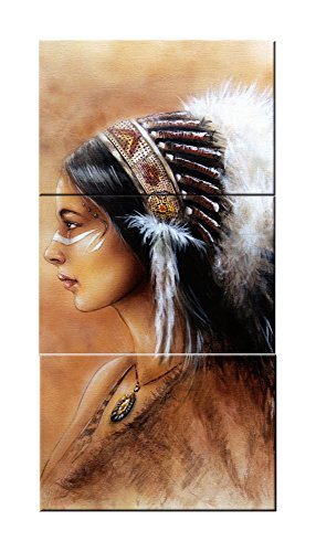 3 piece indiana women painting wall art native american…