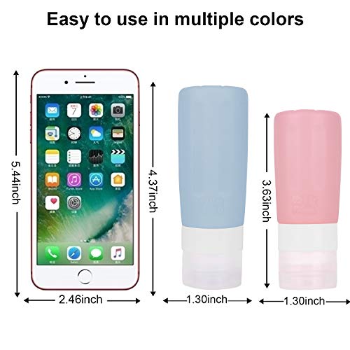 Travel Bottles,safe and non-toxic grade Silicone Travel Tube Sets for Cosmetic Shampoo Conditioner Lotion Face Body Wash (four packs) - Thumbnail 2