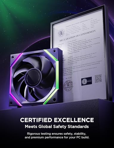 AsiaHorse Nyota Pro 120mm Case Fan, PC Fan 120mm Daisy Chain, ARGB PWM 2000RPM Quiet, High Airflow Case Fan, Standard Fan Blade