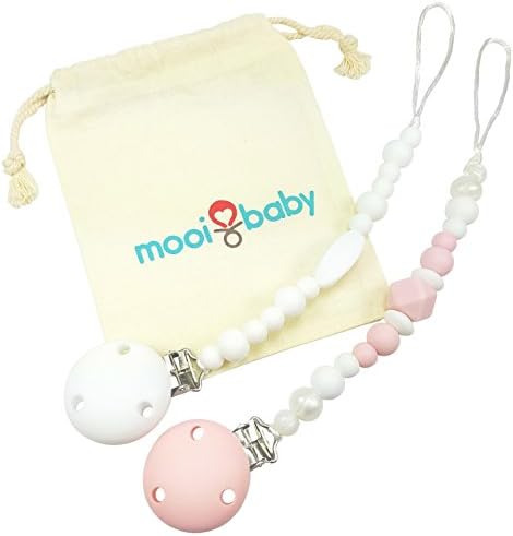 Pacifier Clip - 2 Pack - Silicone Baby Teething Pacifier Clips Set with Bag - GIRL - Teether - BPA-Free - Non-Toxic