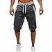 Lesimsam USGreatgorgeous Men's Casual Elastic Waist Harem Training Jogger Sport Short Baggy Pants (L, Dark Gray)