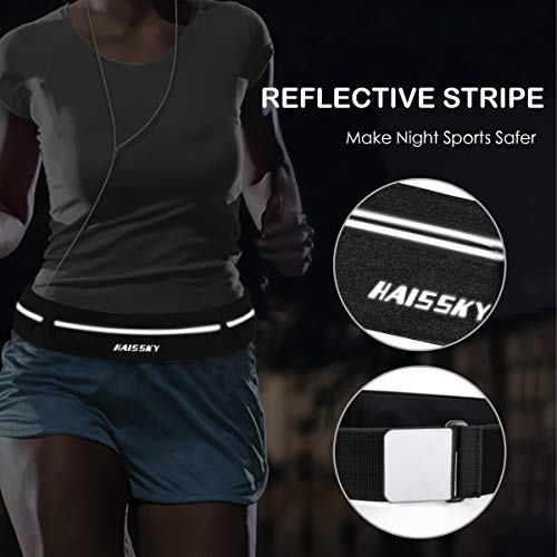 Elastic Running Belt 3 Pocket Waist Pack Pouch Fanny Pack to Hold Cell Phones Up to to 6.5