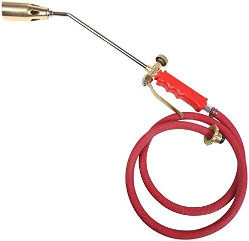 DAHAN Durable Stainless Steel Nozzle Propane Blow Torch Liquefied Gas Blowtorch with Turbo Blast Trigger and Flow Valve and 60” Hose (Nozzle Diam: 1 3/8"(35mm))