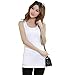 Moxeay Womens Extra Long Stretch Cotton Tank Top (Large, White)