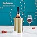VonShef Gold Wine Chiller Bottle Cooler, Etched Brushed Gold, Stainless Steel, Double Walled, Stemless Holder