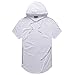 OLRIK Men's Hipster Hip Hop Crewneck Long T-Shirt with Zipper Trim White M