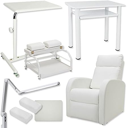 Amazon Co Jp ネイル アイラッシュサロンにおすすめ コンパクトチェア 8点セット Aセット リクライニングチェア ネイルテーブル ネイルデスク キャスター付き フットステージ ネイルワゴン Led デスクライト ネイルマット アームレスト 足置き フット ワゴン