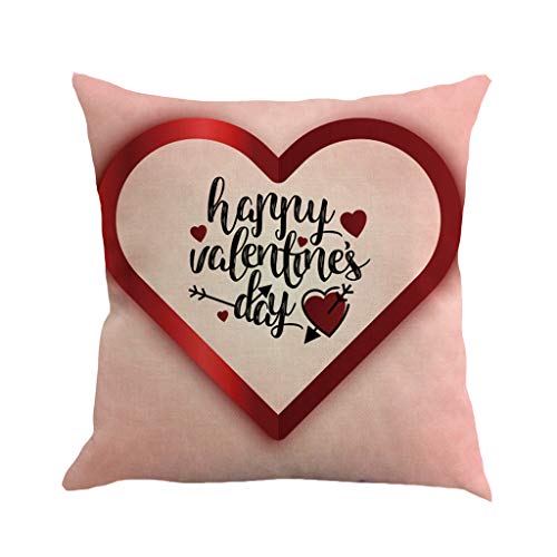 Duseedik Valentine Print Pillowcase, Happy Pillow Cases Letter Print Linen Sofa Cushion Cover Home Decor