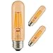 Led Filament Bulb Tubular Retro Vintage Edison T10 Style, Dimmable, E26 Medium Base, Warm Color Light, 700 Lumens, 60 Watt Incandescent Equivalent (Amber Color Glass, 6 Watt, Pack of 3)