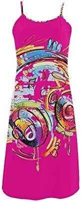 Abbie Miller Graffiti Women's Polyester Casual Slip Dress Rose Red