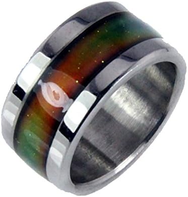 Mood Rings S16 Stainless Steel Endless Band Rainbow Colors