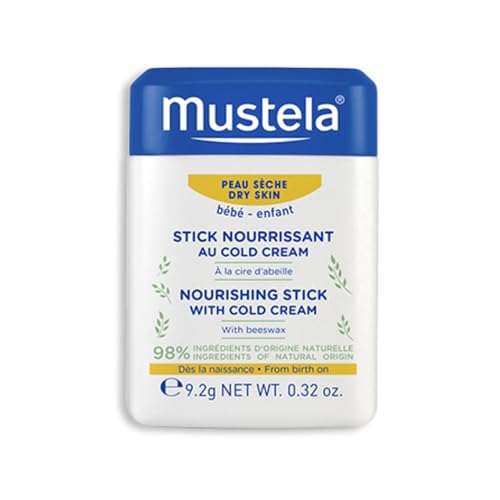 Mustela Baby Nourishing Stick - Lip & Face Moisturizer for Dry Skin - with Natural Avocado, Cold Cream & Beeswax - 0.32 oz. - Packaging may vary