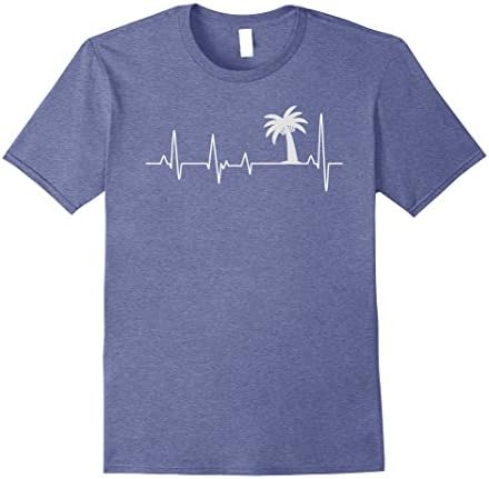 Mens The Date Palm Trees Heartbeat UAE Pride T-Shirt Small Heather Blue