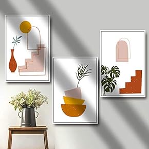 3 Piece Framed Canvas Wall Art for Living Room, Bedroom Abstract Style Canvas Prints for Modern Home Decoration Ready to Hang - 16"x24"x3 Panels
