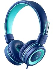 Kids Headphones - noot products K11 Foldable Stereo Tangle-Free 3.5mm Jack Wired Cord On-Ear Headset for Children/Teens/Boys/Girls/Smartphones/School/Kindle/Airplane Travel/Plane/Tablet (Navy/Teal)