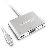 Ivendita 1900 HDMI VGA AV Adapter Converter, Latest 4 IN 1 HDMI/VGA/Audio/AV Multiple Digital Adapter Connector Compatible/ Replacement for iPhone X 8 7 6 6s 5 Plus iPad iPod, Silver