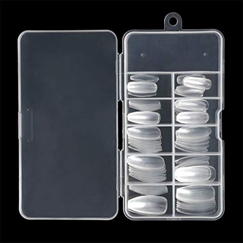 image for ABASSKY 100Pcs Long Coffin Shape Full Cover False Fake Nails Art Tip D