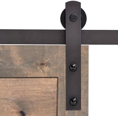 CALHOME 72 in. Antique Bronze Classic Straight Strap Barn Style Sliding Door Track and Hardware Set
