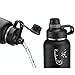 Swig Savvy Sports Water Bottle, Vacuum Insulated Stainless steel, Double Wall, Wide Mouth 2 Leakproof Lid, Travel Thermos - 40oz (Black)