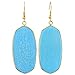 SUNYIK Women's Blue Howlite Turquoise Oval Dangle Earrings Gold Plated
