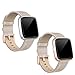 SWEES Leather Bands Compatible with Fitbit Versa 2 & Versa Lite Small & Large, Genuine Leather Band with Stainless Steel Buckle Strap Replacement Wristband for Versa Women Men, Rose Gold, Black, Brown