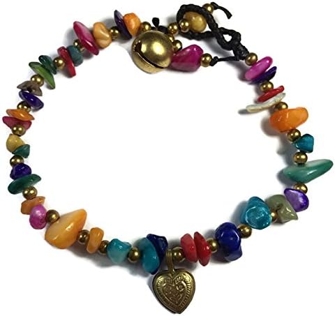 Thai Multicolored Stones And Brass Bracelet,Free 1 Thai Purse. (19 cm., multicolored)