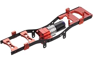 Fenteer Upgrade 256mm RC Chassis Frame Shell 370 Motor Fit for WPL C14 C24 1/16 RC Semi-Truck Model Car DIY Replacement, red