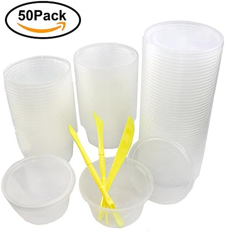 BIGTEDDY - 80ml/2.7oz Slime Storage Containers with Lids Foam Ball Beads Leakproof Containers with basic sculpture tools (pack of 50)