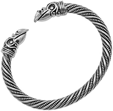 Yinew Handmade Men Gothic Bracelet Raven Head Twisted Wire Bangle Vikings Nordic Vintage Jewelry Punk