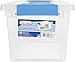 Sterilite Medium Clip Box Stackable Storage Bin with Latching Lid for Home, Office, School, Organize Paper, Notebooks, Crafts, Clear Lid, Base, 1-Pack