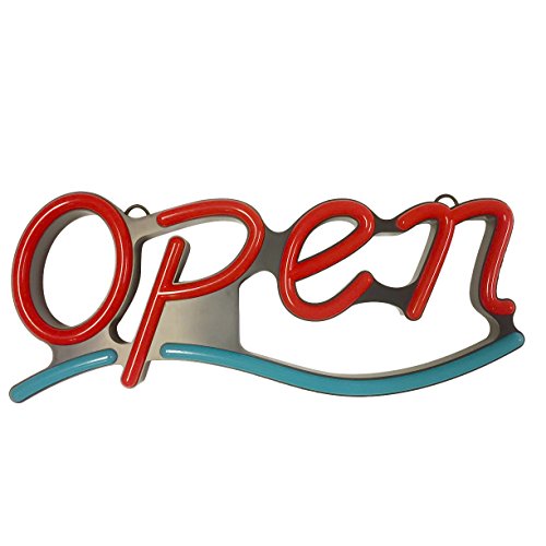 LED Neon Open Sign - Wavy Line Shape Blinking Option 9"x22" Size with Remote Control,Neon Sign Open,Business Open Sign Advertisement Board Electric Display Sign