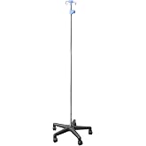 HealthSmart Rolling IV Pole Stand &ndash;Heavy Duty Stainless Steel, Adjustable 43.3&Prime;&ndash;78.7&Prime; Height, 4-Prong IV Bag Holder, 5 Caster Wheels, Easy Assembly, 45 lb Capacity, Medical &amp; Home Care