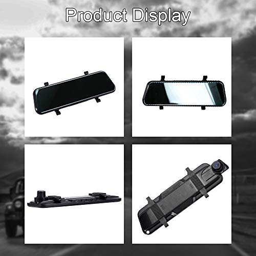 Backup Camera 9.66" Mirror Dash Cam Front Rear Dash Cameras Dual Lens 1080P Video Streaming Rear View Mirror Camera IPS Full Touch Screen Parking Monitor, Night Vision Waterproof