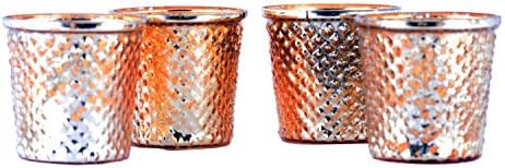 Golden Candle Holders Evening Decorations Tealight Votive Set of 8 MystiqueDecors Antique Mercury Finish Gift