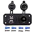 Cllena 12V Cigarette Lighter Socket Dual USB Power Outlet Charger Adapter for Marine Boat Rv Camper Motorbike Riding Mower Tractor Car Apple/Android Devices etc.
