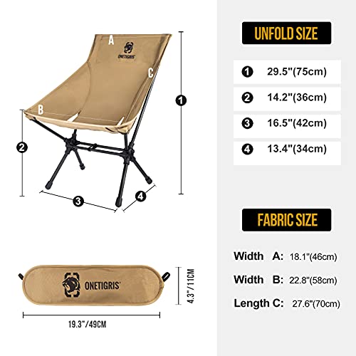 Camping Backpacking Chair High Back, 330 lbs Capacity