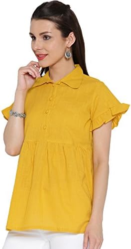 Desi Fusion Women Solid Top (Yellow)