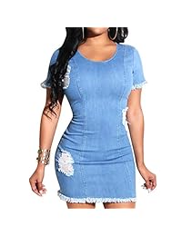 Vanberfia vestido de mezclilla sexy sin mangas con cremallera elegante para dama