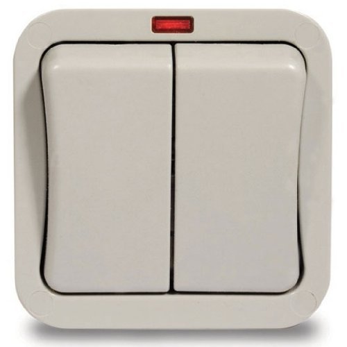 BG Electrical WP42 Nexus IP66 Storm Grey 2 Gang 2 Way 20Ax SP Switch With Neon