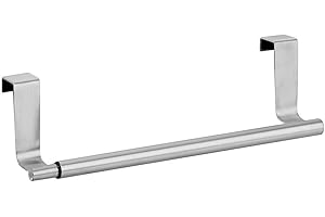 InterDesign Forma Over-The-Cabinet Expandable Kitchen Dish Towel Bar Holder - Brushed Stainless Steel