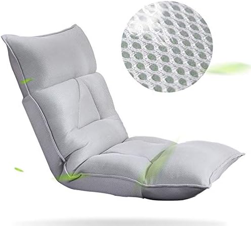 SJQWE Padded Floor Chair with Adjustable Backrest, Semi-Foldable Foor Chair, Grey meditation cushion, for Stadium, Bleachers, Reading, Bed, Couch or Gaming