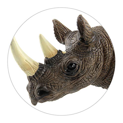 image for Binory Realistic Simulation Rhinoceros Family Figurine Playset Wild Li