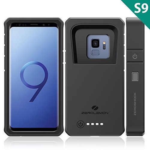 Galaxy S9 Battery Charging Case, ZeroLemon ZeroShock 8000mAh Extended Battery with Full Edge Protection Rugged Charging Case for Galaxy S9 - Black