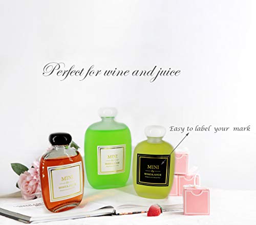 6 Packs Small Juice Mini Glass Liquor Wine Bottles for Beer Milk Beverage Perfume Oil Sauce Whiskey Soda Liquid Storage Honey Drink Containers with Leak Proof Cap (100ML/3.38OZ, Frosted Glass)
