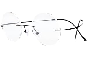 Eyekepper Titanium Rimless Round Eyeglasses 44mm Circle Optical Frame Black