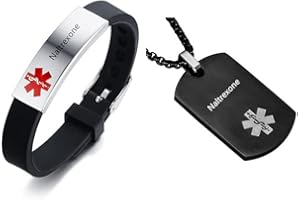 ZKXXJ Medical Alert Bracelets and Necklaces Set for Men Women Stainless Steel Medic ID Identification Pendant Necklace & Silicone Cuff Bracelet Allergy Awareness Jewelry for Adult Teen,Customizable