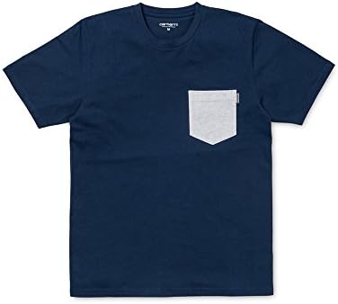 CARHARTT WIP - Crew-neck T-shirts - Men - Royal-Blue Contrasting White Pocket Round-Neck T-Shirt for men