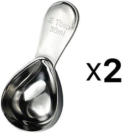 RSVP Coffee Scoop Heavy Duty Stainless Steel - 2 TBSP, Light & Simple (2-Pack)